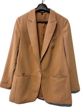 Express Camel Tan Single-Button Boyfriend Blazer Size Large
